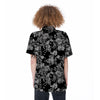 Black And White Rose Flower Women's Short Sleeve Shirts-grizzshop