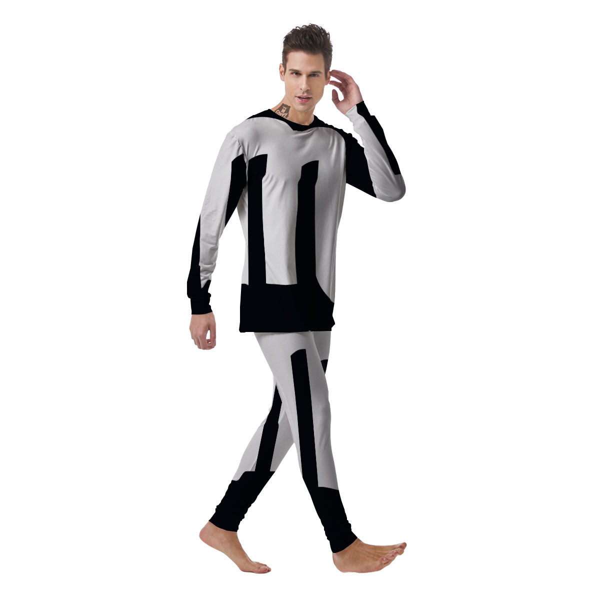 Black And White Scorpio Sign Print Men's Pajamas-grizzshop