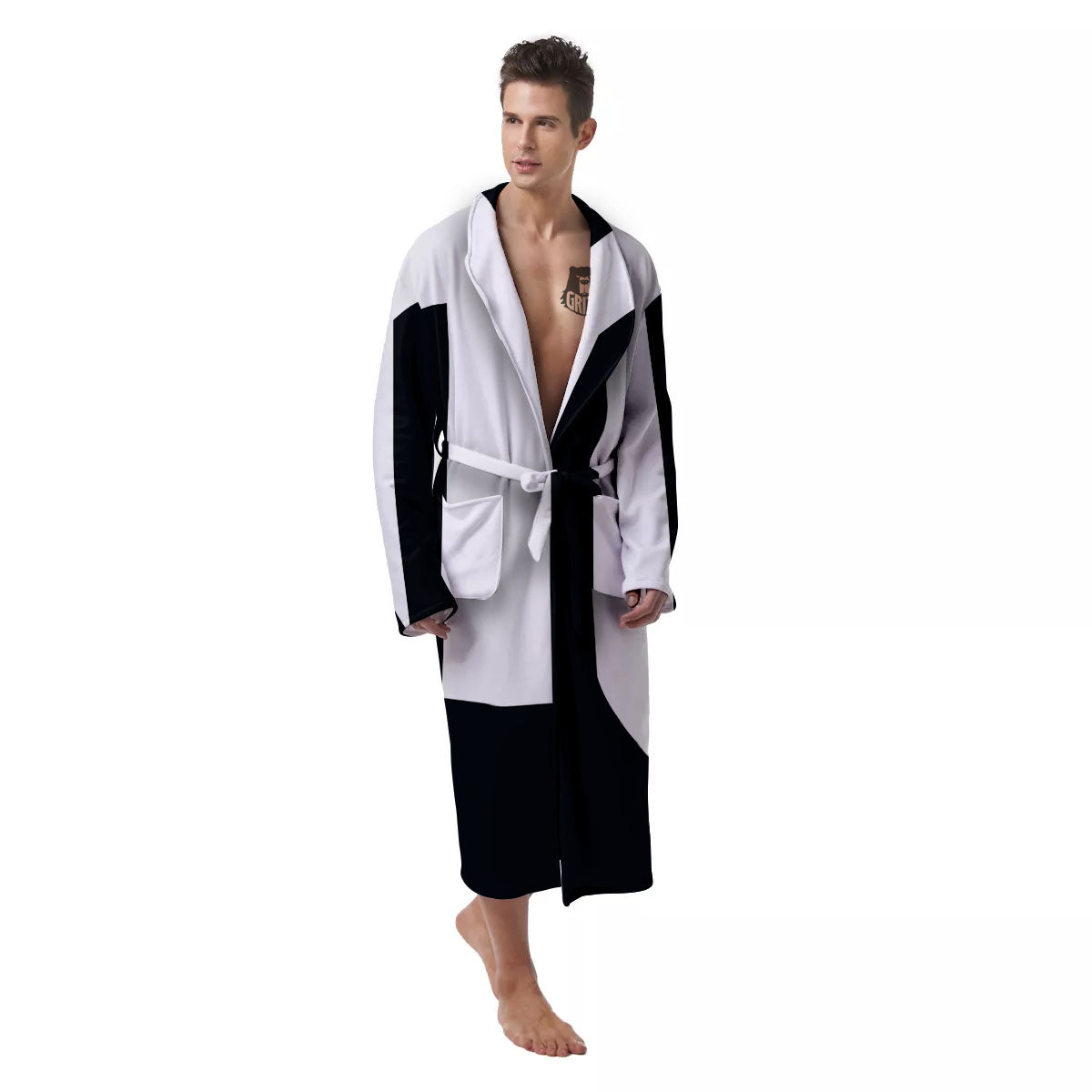 Black And White Scorpio Sign Print Men's Robe-grizzshop