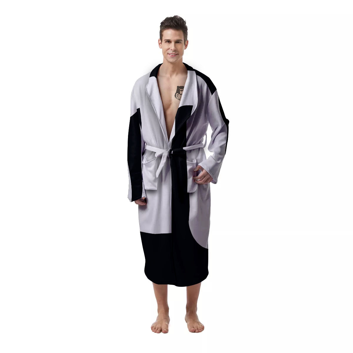 Black And White Scorpio Sign Print Men's Robe-grizzshop