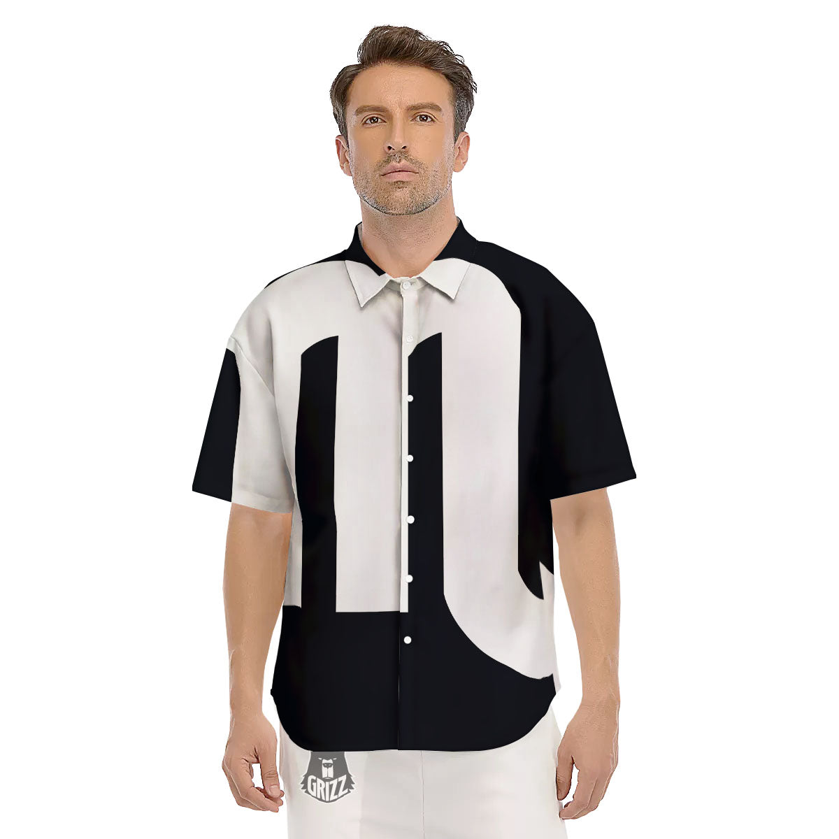 Black And White Scorpio Sign Print Men's Short Sleeve Shirts-grizzshop