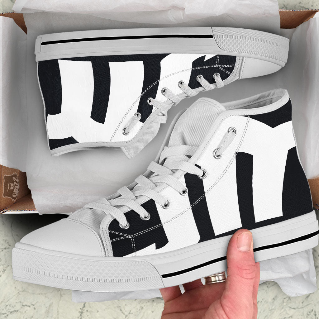 Black And White Scorpio Sign Print White High Top Shoes-grizzshop