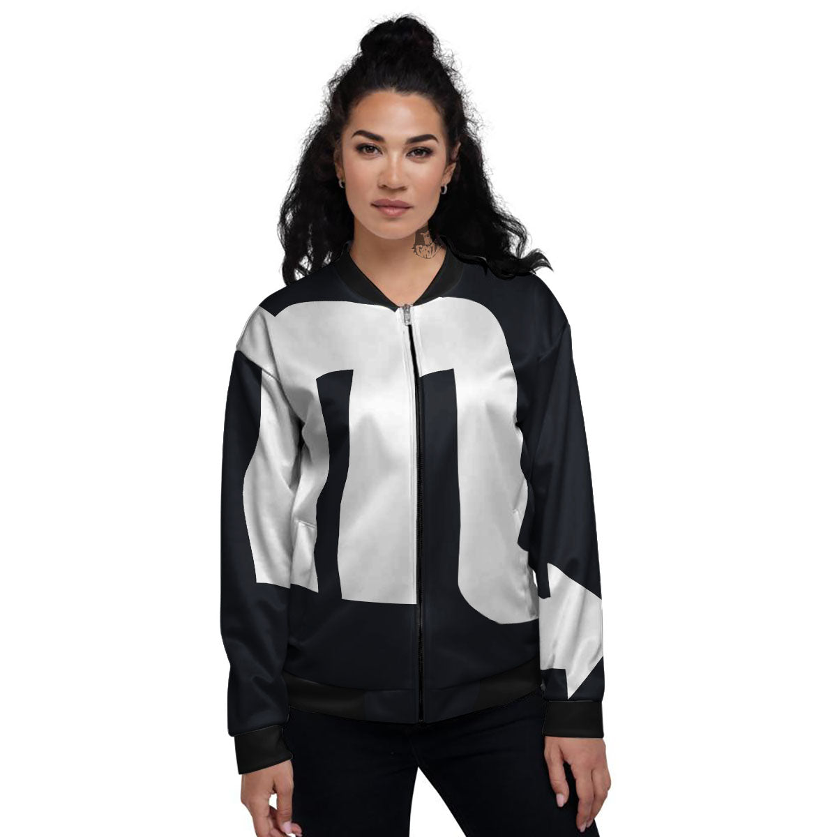 Black And White Scorpio Sign Print Women's Bomber Jacket-grizzshop