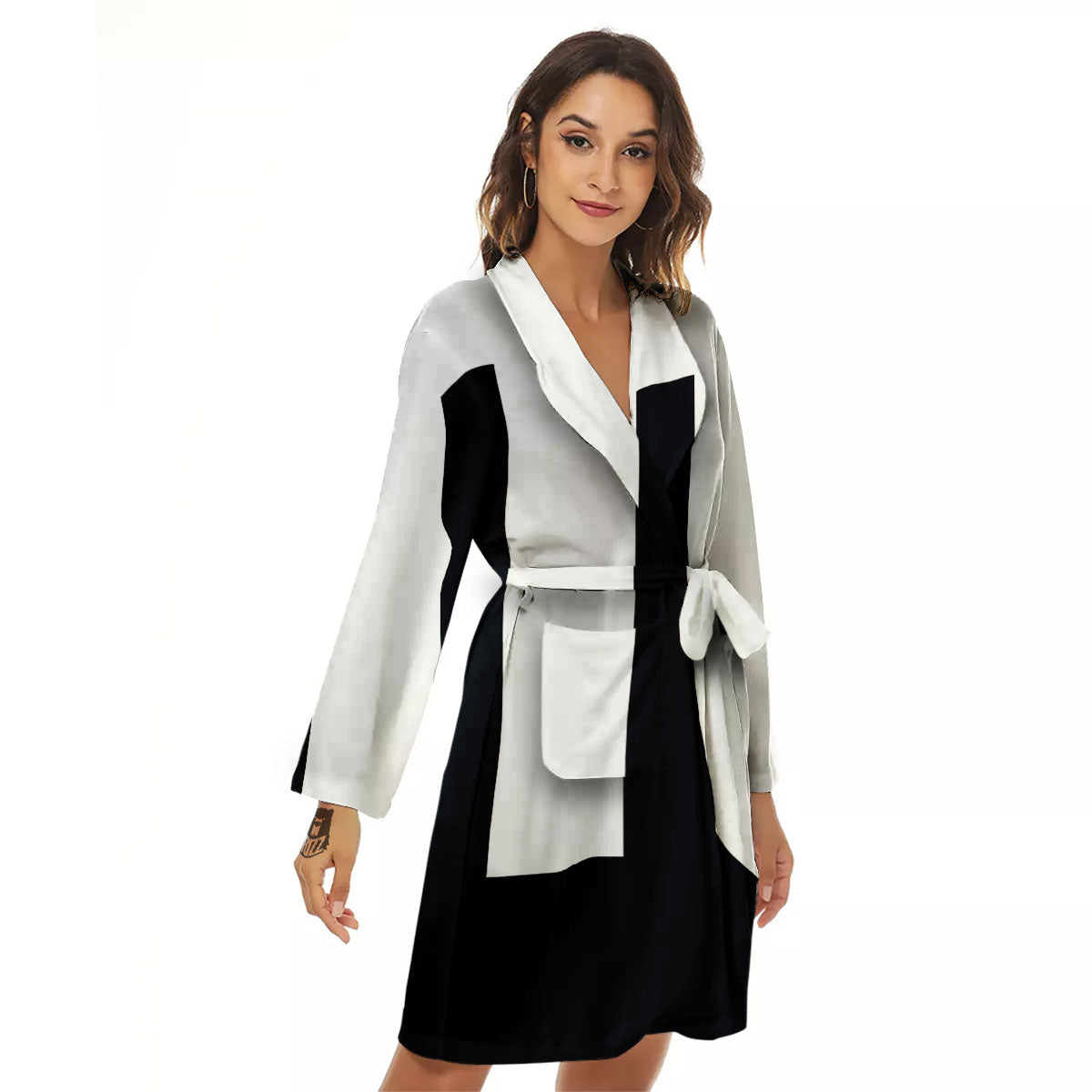 Black And White Scorpio Sign Print Women's Robe-grizzshop