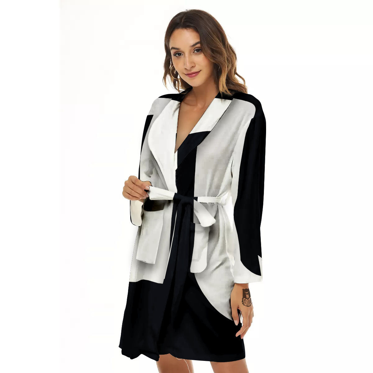 Black And White Scorpio Sign Print Women's Robe-grizzshop