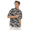 Black And White Skull Grunge Print Pattern Men's Short Sleeve Shirts-grizzshop