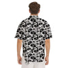 Black And White Skull Grunge Print Pattern Men's Short Sleeve Shirts-grizzshop