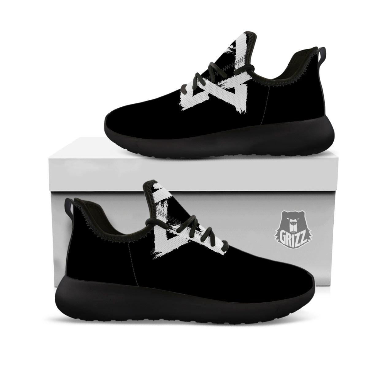 Black And White Star of David Print Black Athletic Shoes-grizzshop