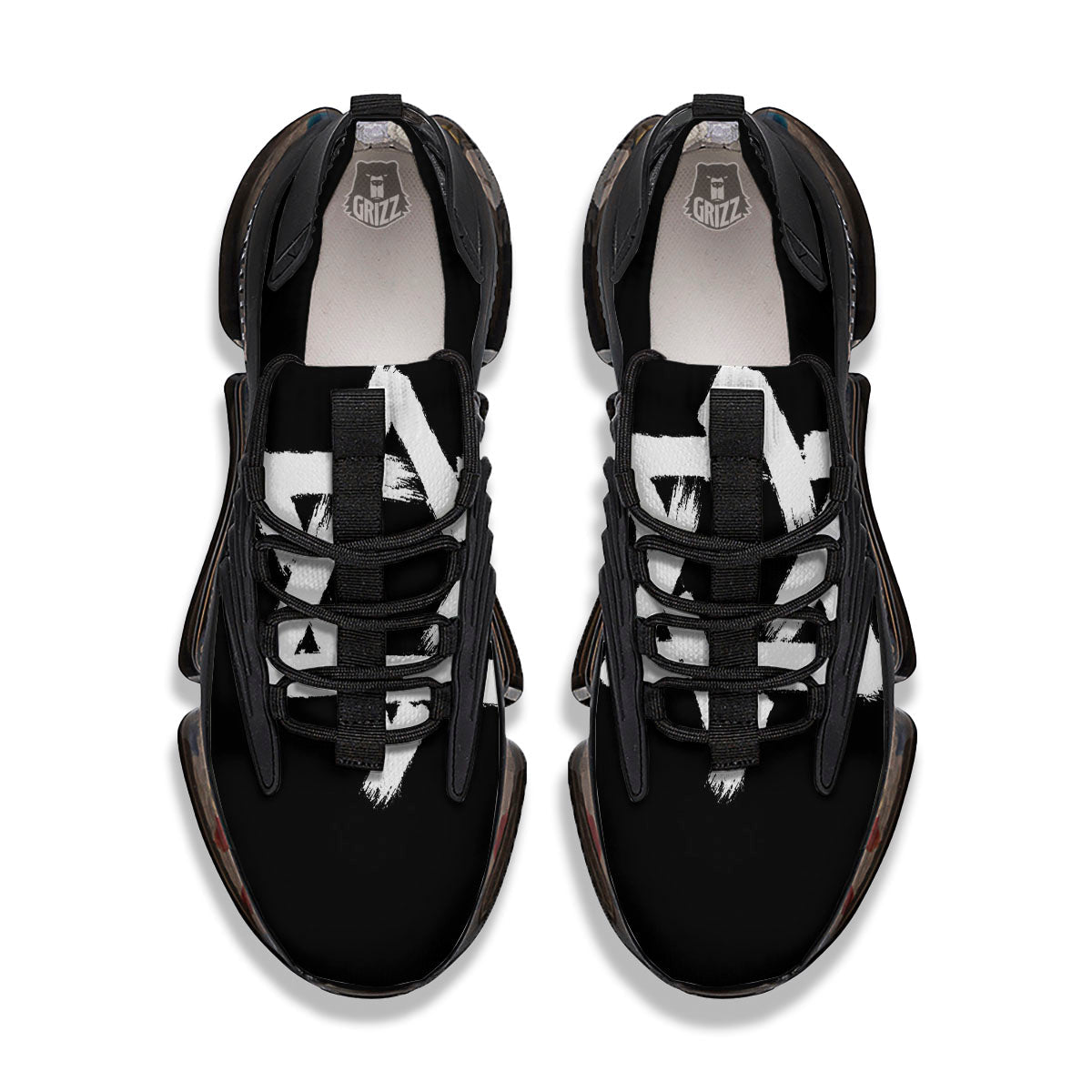 Black And White Star of David Print Black Gym Shoes-grizzshop