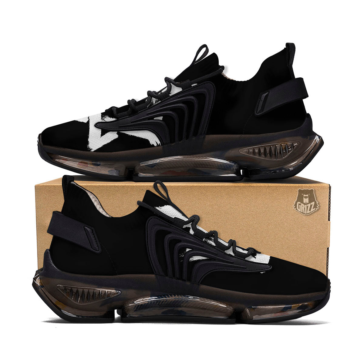 Black And White Star of David Print Black Gym Shoes-grizzshop