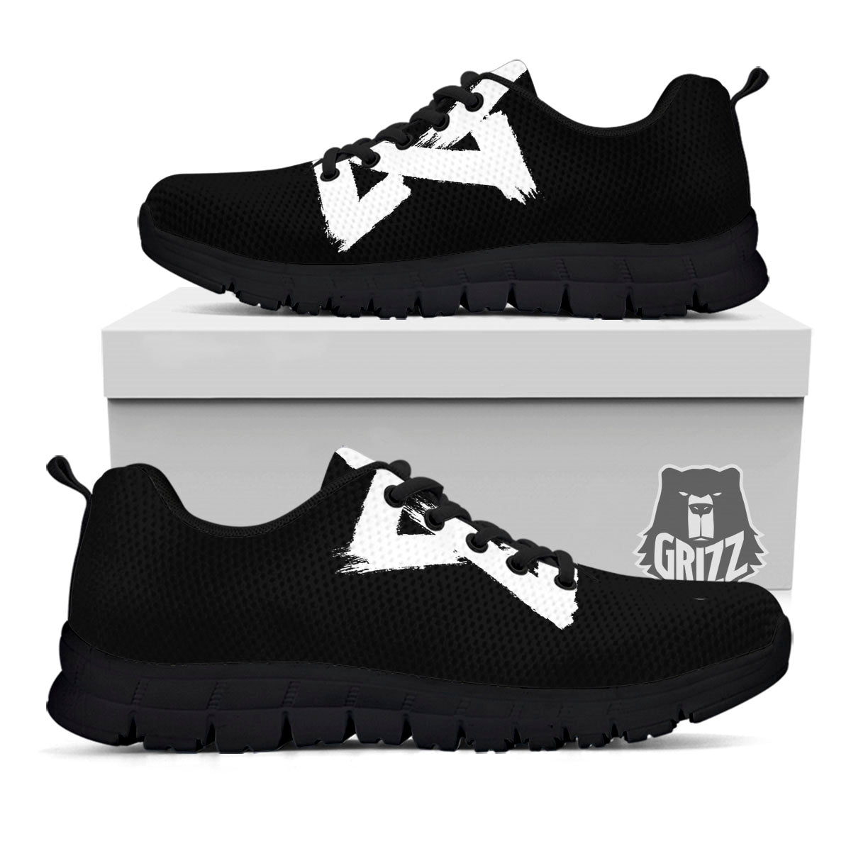Black And White Star of David Print Black Sneaker-grizzshop