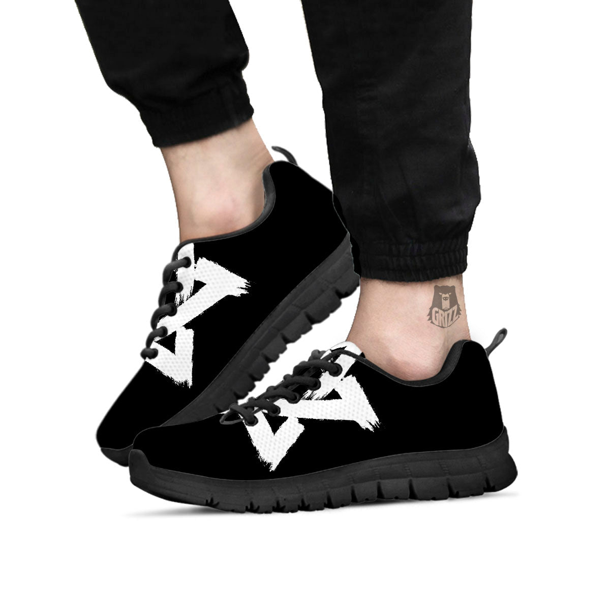 Black And White Star of David Print Black Sneaker-grizzshop