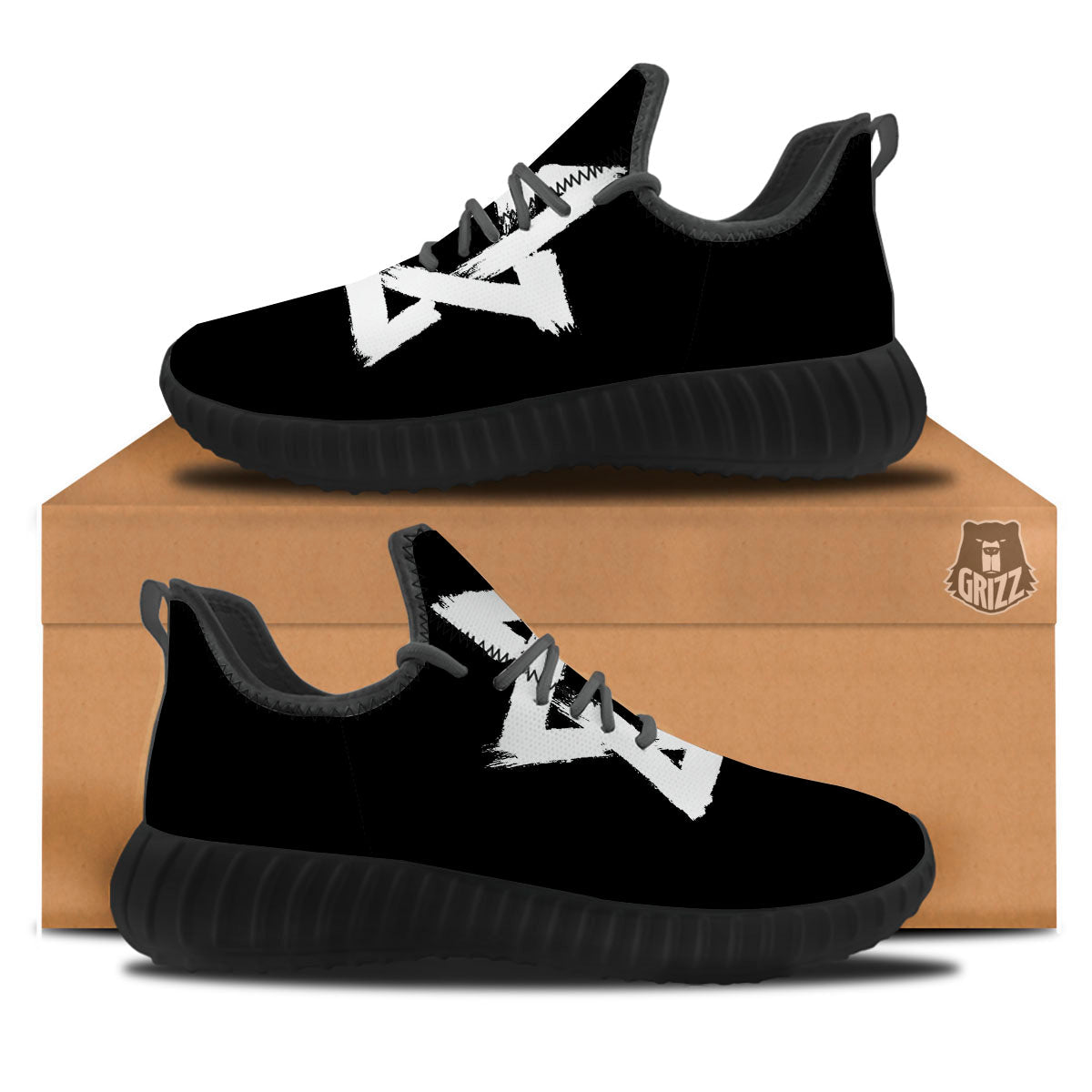 Black And White Star of David Print Black Walking Shoes-grizzshop