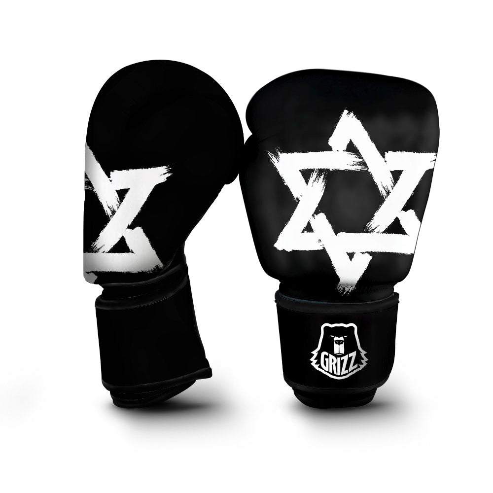 Black And White Star of David Print Boxing Gloves-grizzshop