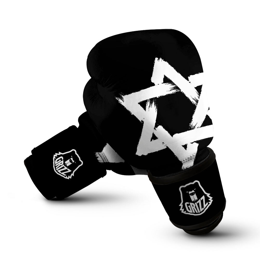 Black And White Star of David Print Boxing Gloves-grizzshop