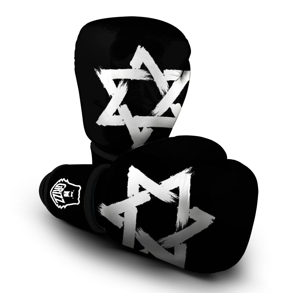 Black And White Star of David Print Boxing Gloves-grizzshop
