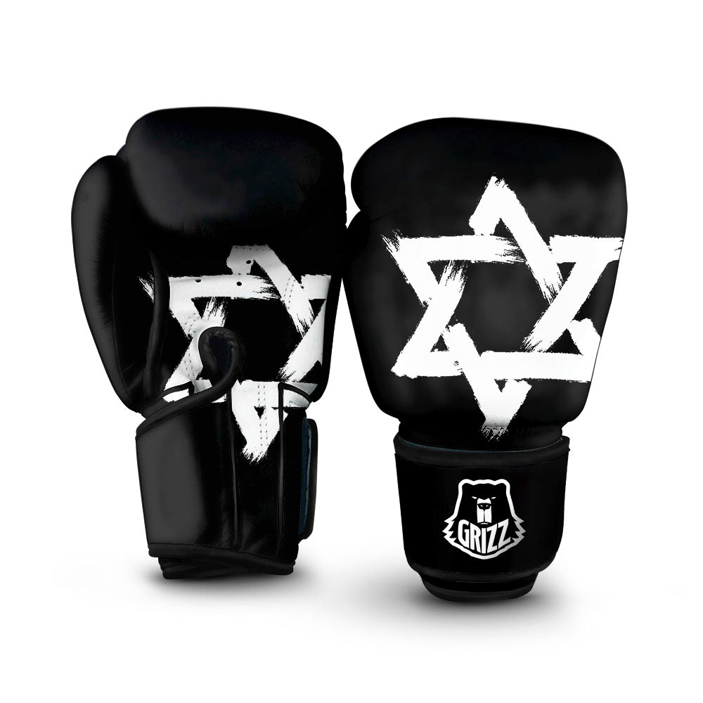 Black And White Star of David Print Boxing Gloves-grizzshop