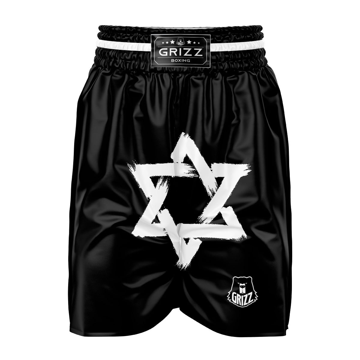 Black And White Star of David Print Boxing Shorts-grizzshop