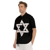 Black And White Star of David Print Men's Short Sleeve Shirts-grizzshop