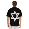 Black And White Star of David Print Men's Short Sleeve Shirts-grizzshop