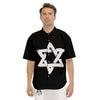 Black And White Star of David Print Men's Short Sleeve Shirts-grizzshop