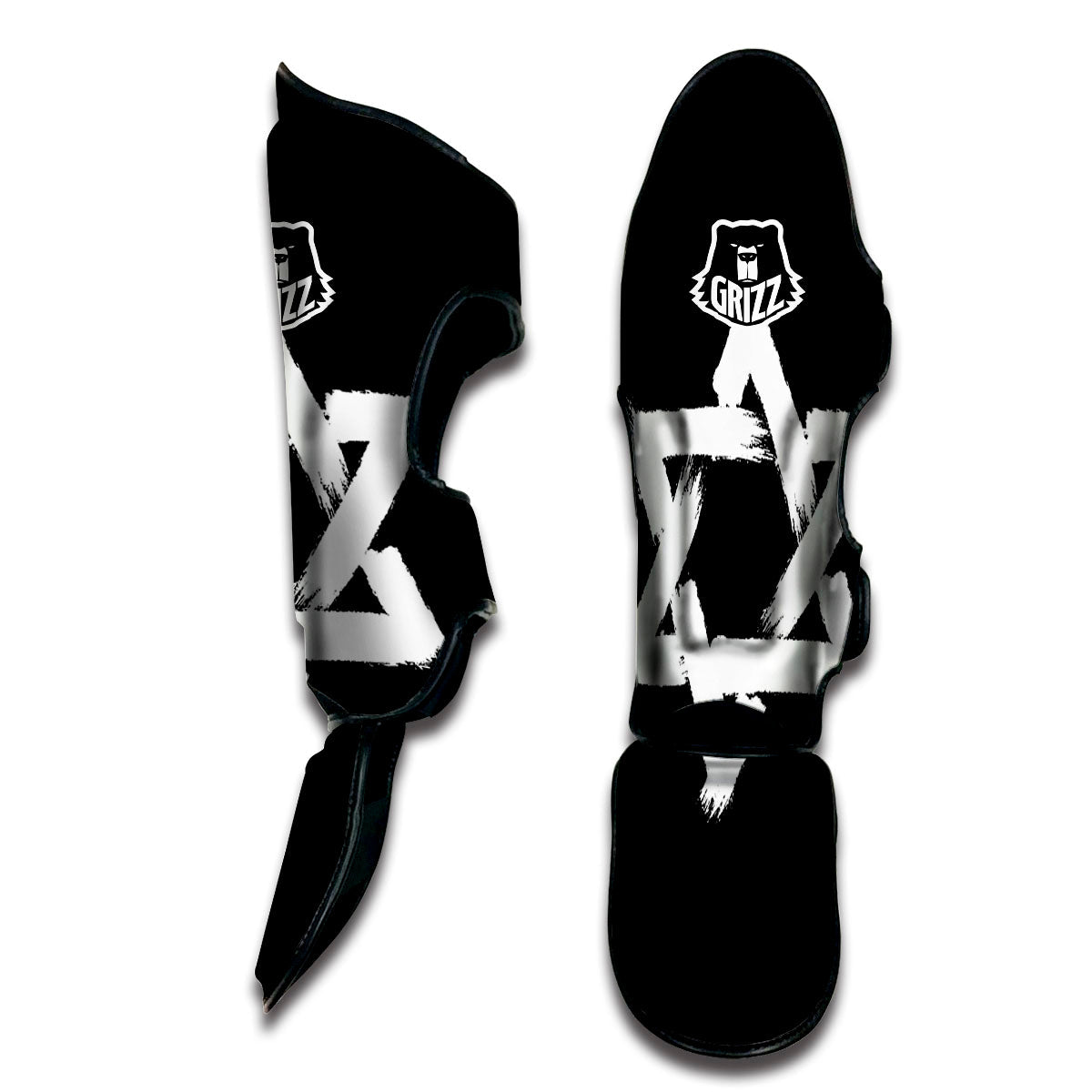 Black And White Star of David Print Muay Thai Shin Guards-grizzshop