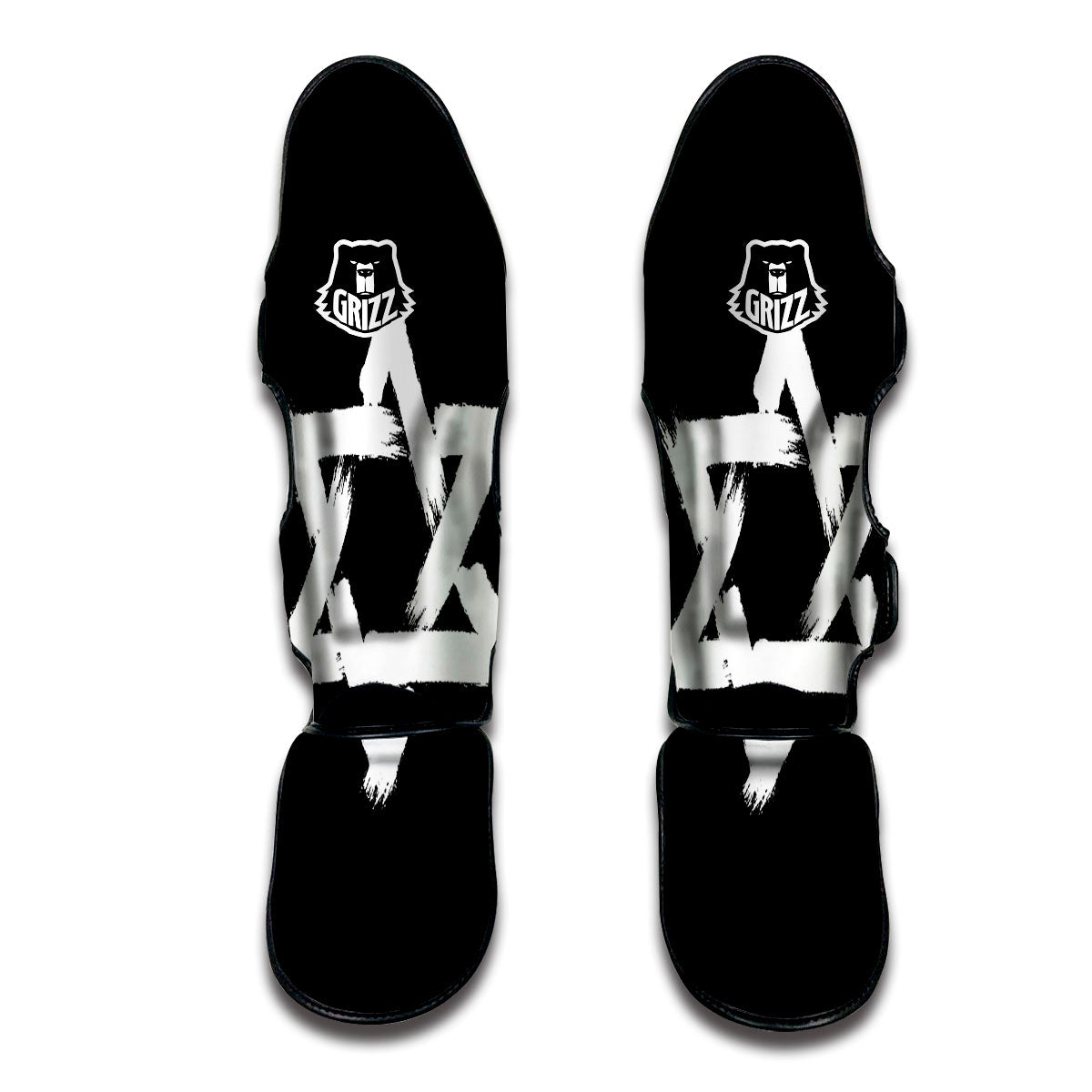 Black And White Star of David Print Muay Thai Shin Guards-grizzshop
