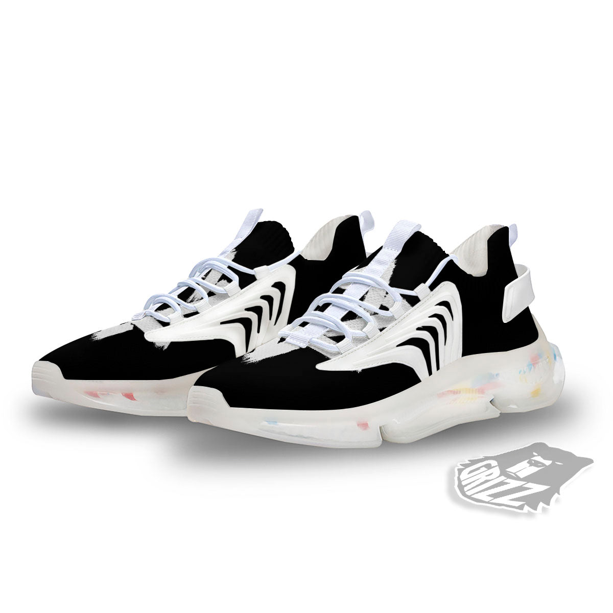 Black And White Star of David Print White Gym Shoes-grizzshop