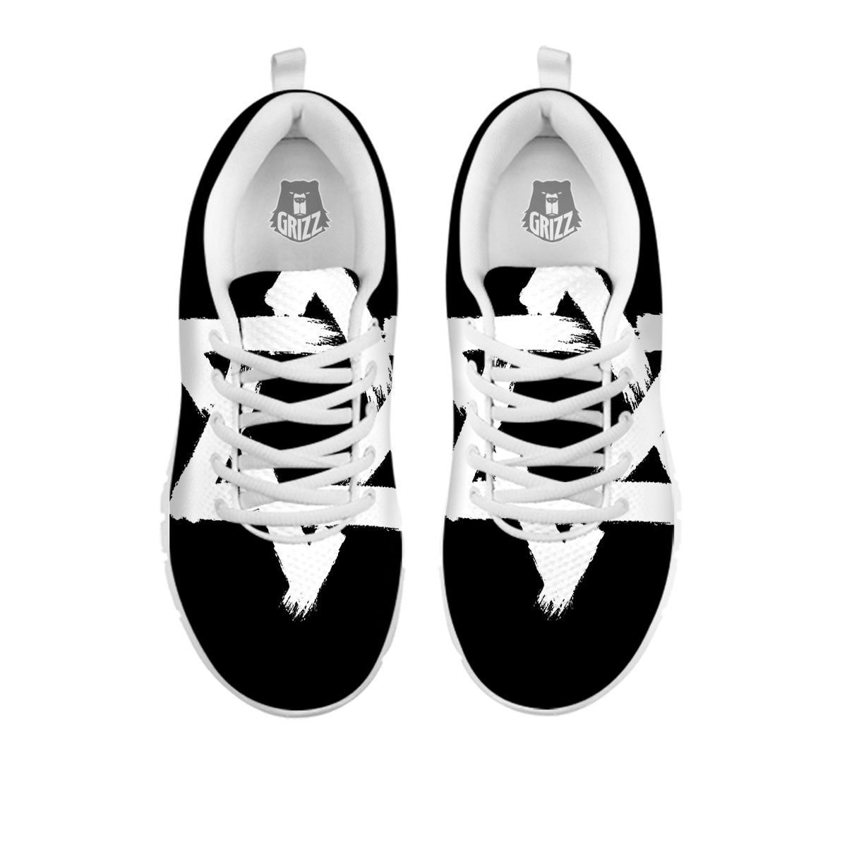 Black And White Star of David Print White Sneaker-grizzshop