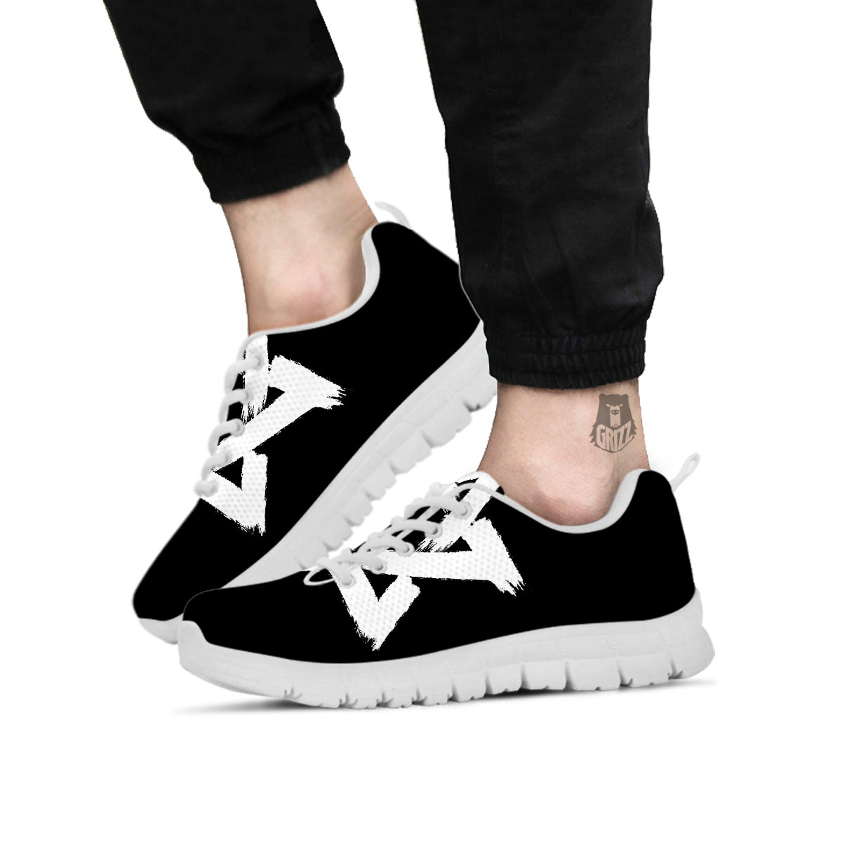 Black And White Star of David Print White Sneaker-grizzshop