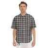 Black And White Tartan Print Pattern Men's Short Sleeve Shirts-grizzshop