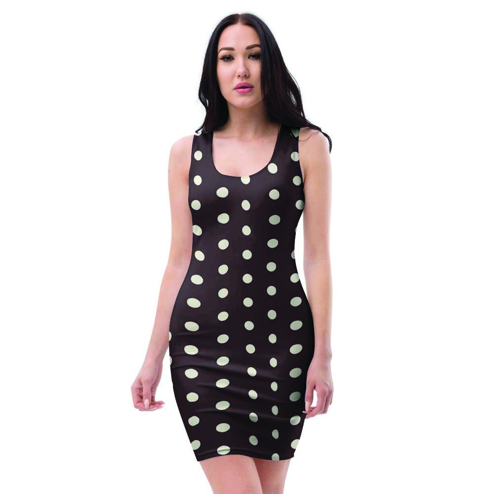 Black And White Tiniy Polka Dot Bodycon Dress-grizzshop