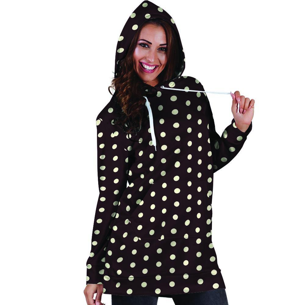 Black And White Tiniy Polka Dot Hoodie Dress-grizzshop