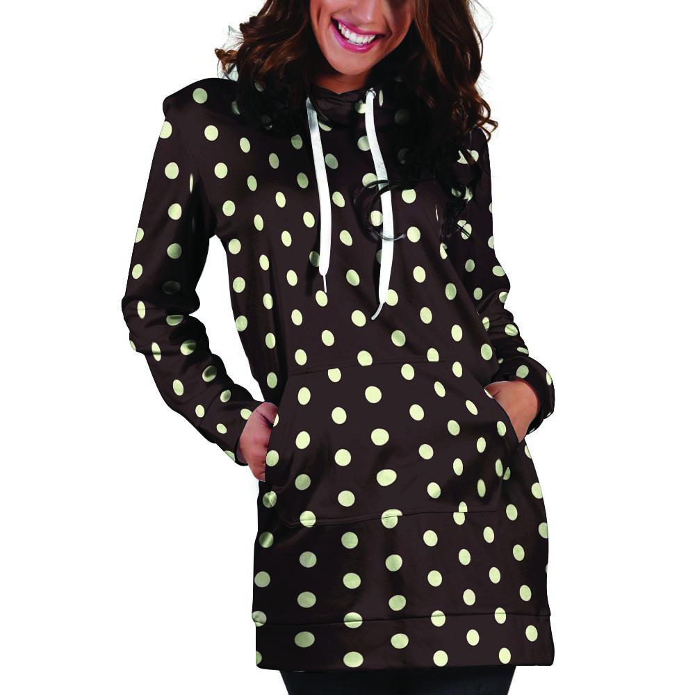 Black And White Tiniy Polka Dot Hoodie Dress-grizzshop