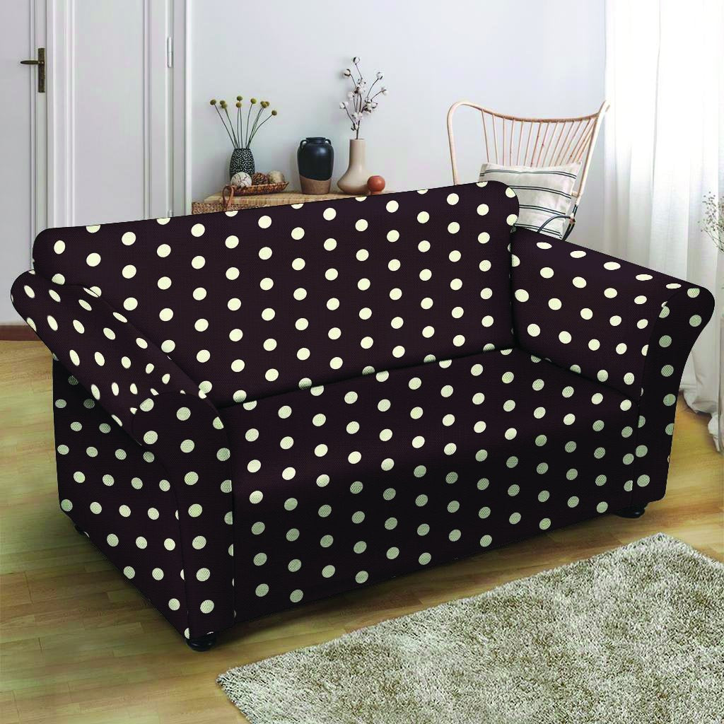 Black And White Tiniy Polka Dot Loveseat Cover-grizzshop