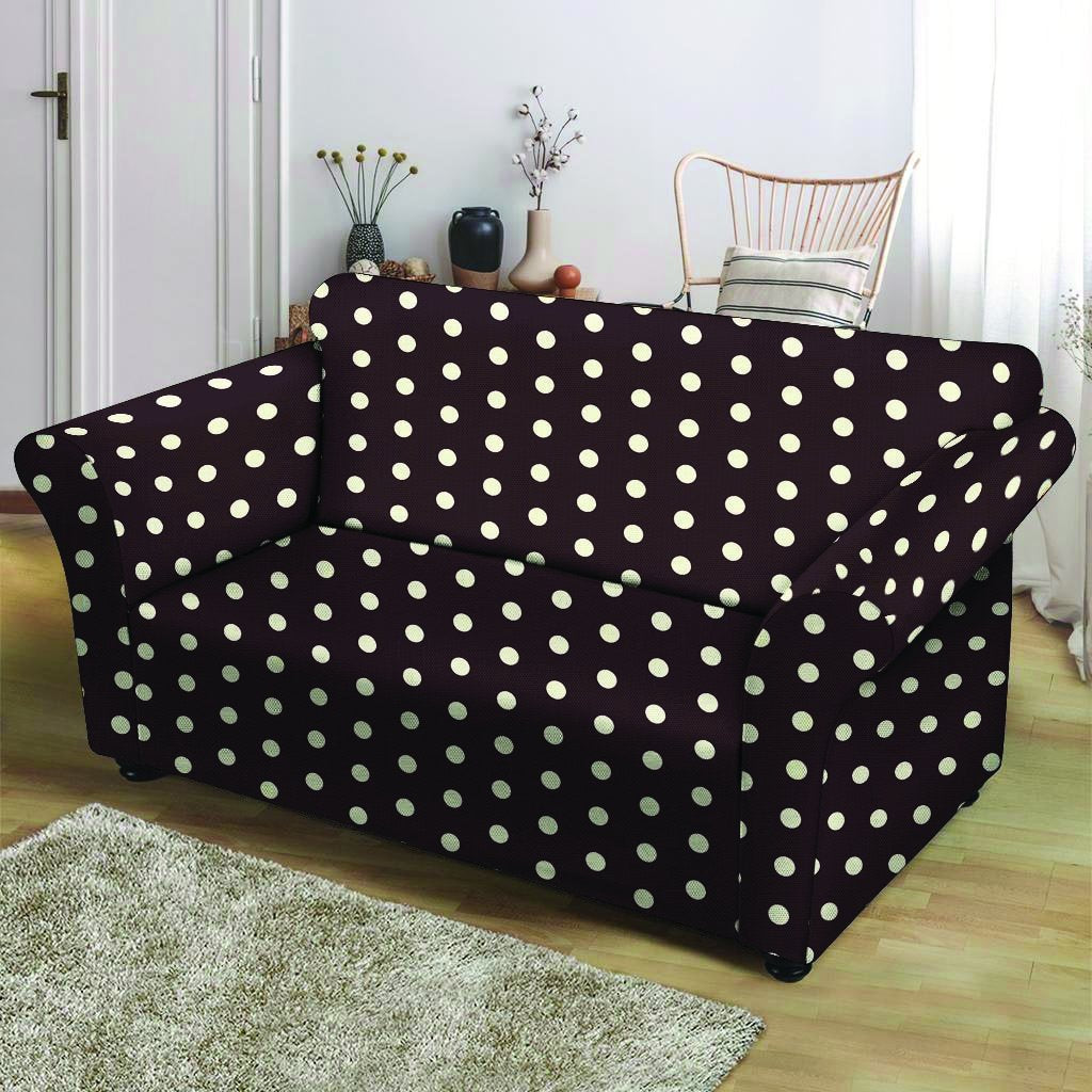 Black And White Tiniy Polka Dot Loveseat Cover-grizzshop