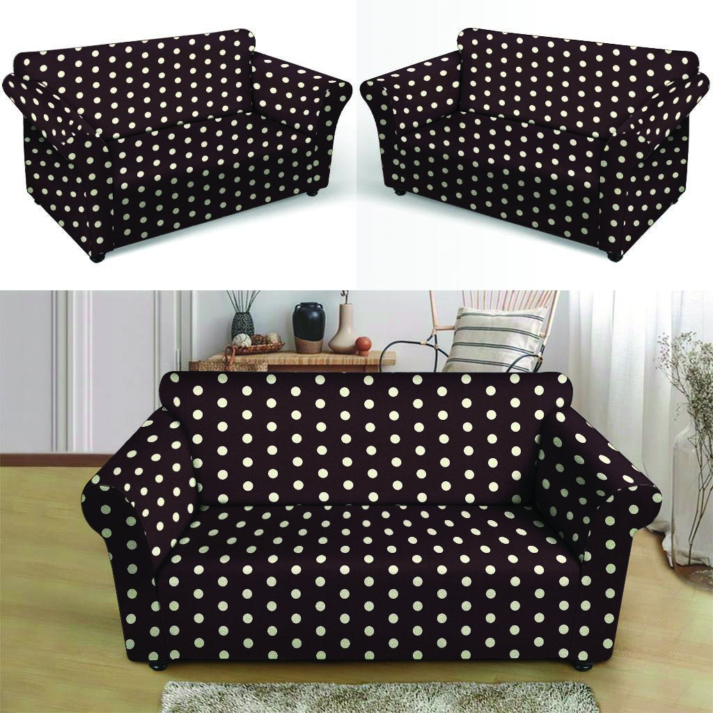 Black And White Tiniy Polka Dot Loveseat Cover-grizzshop