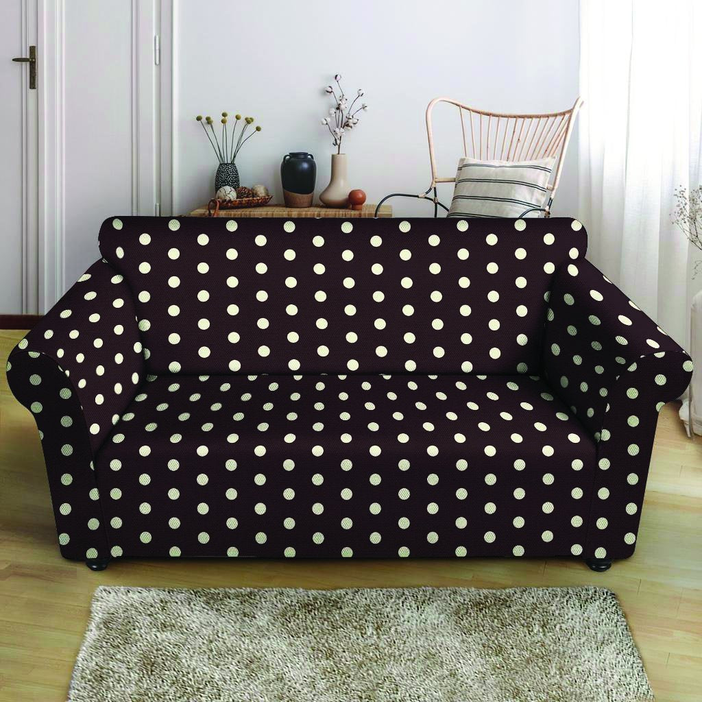 Black And White Tiniy Polka Dot Loveseat Cover-grizzshop