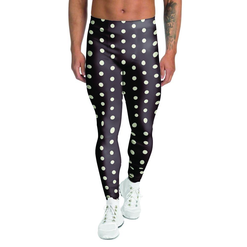 Black And White Tiniy Polka Dot Men's Leggings-grizzshop