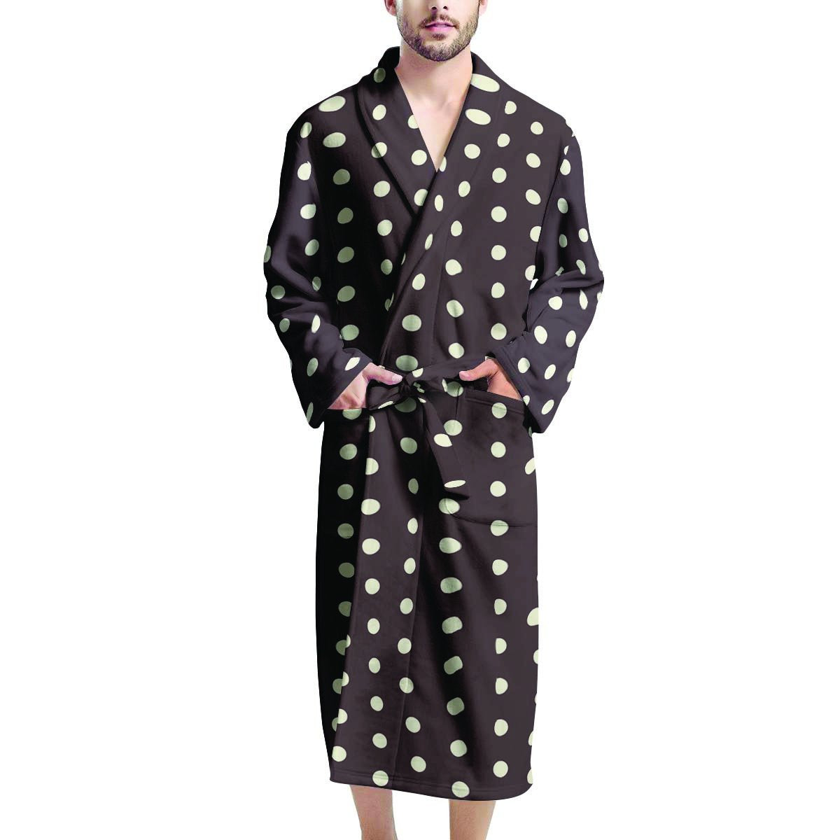 Black And White Tiniy Polka Dot Men's Robe-grizzshop