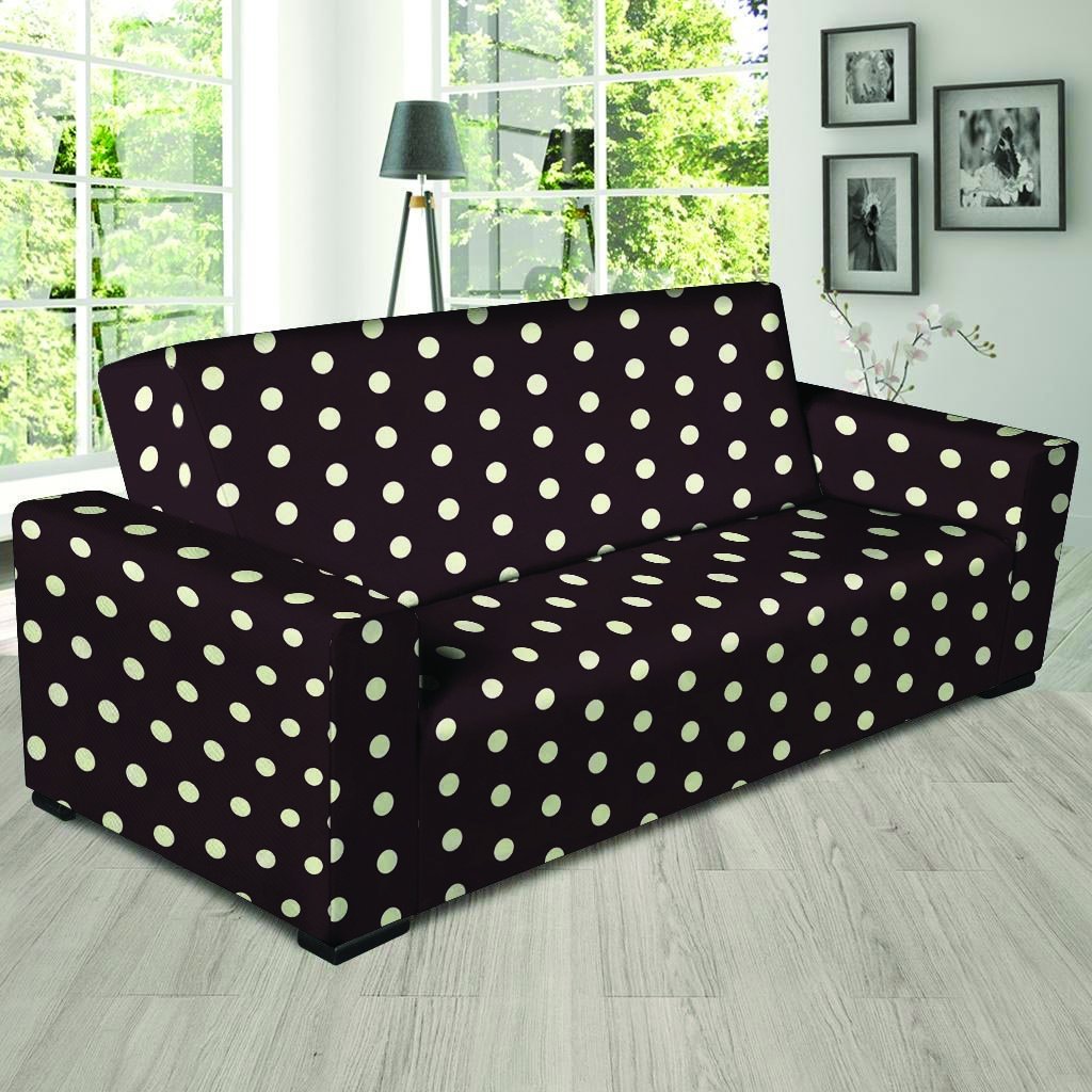 Black And White Tiniy Polka Dot Sofa Cover-grizzshop