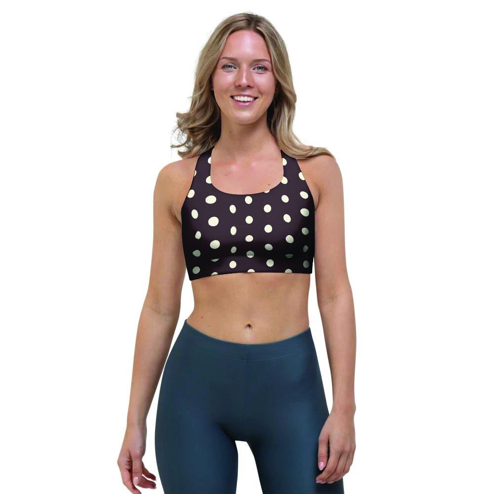 Black And White Tiniy Polka Dot Sports Bra-grizzshop