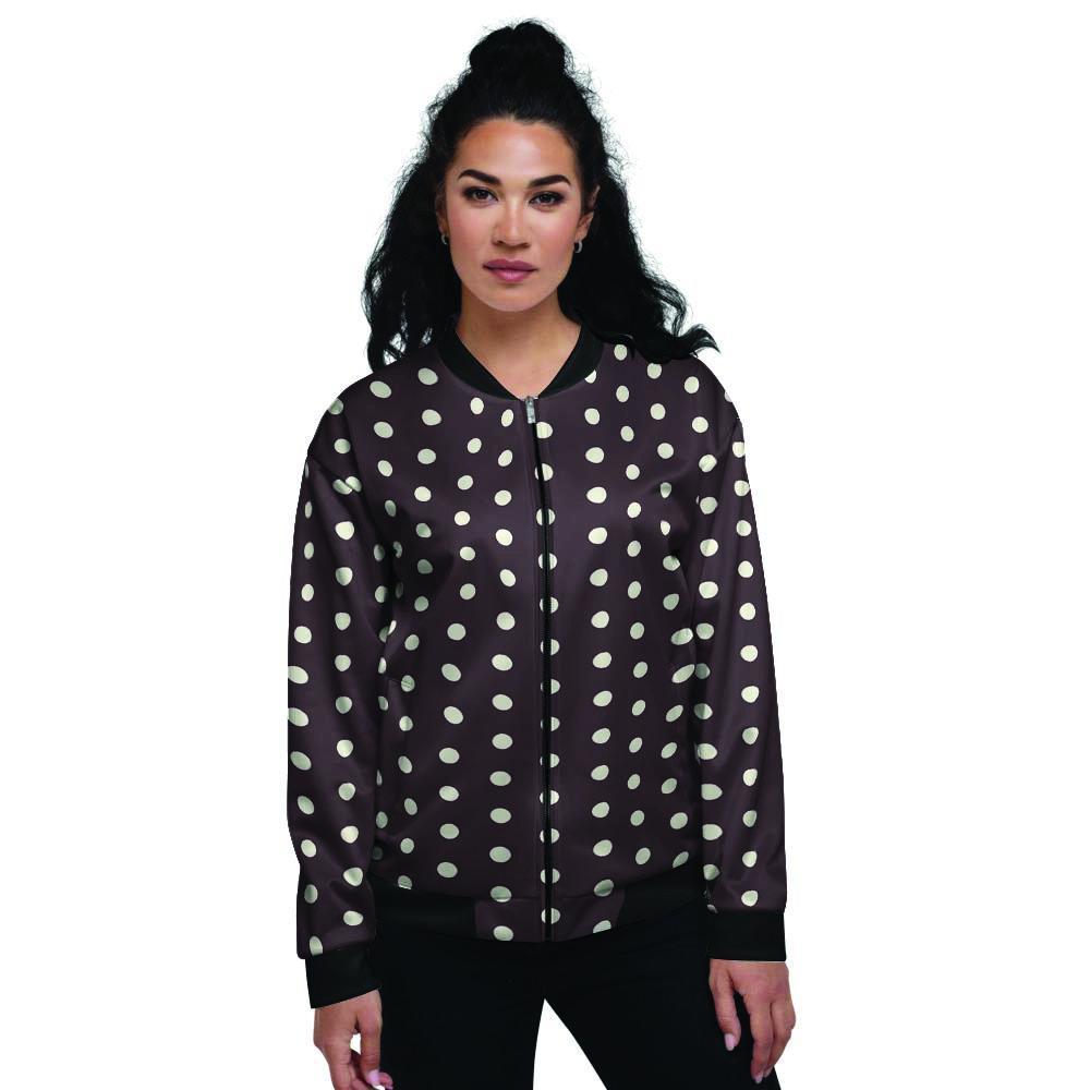 Black And White Tiniy Polka Dot Women's Bomber Jacket-grizzshop
