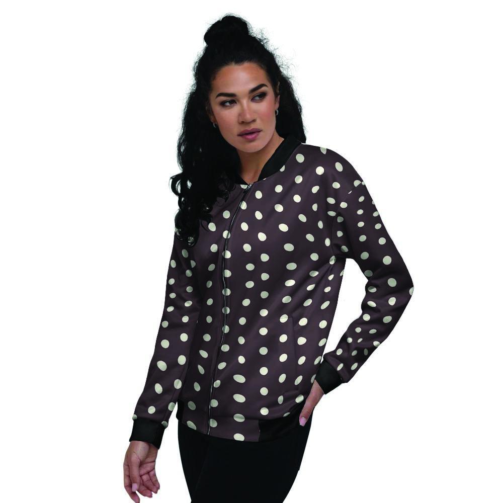 Black And White Tiniy Polka Dot Women's Bomber Jacket-grizzshop