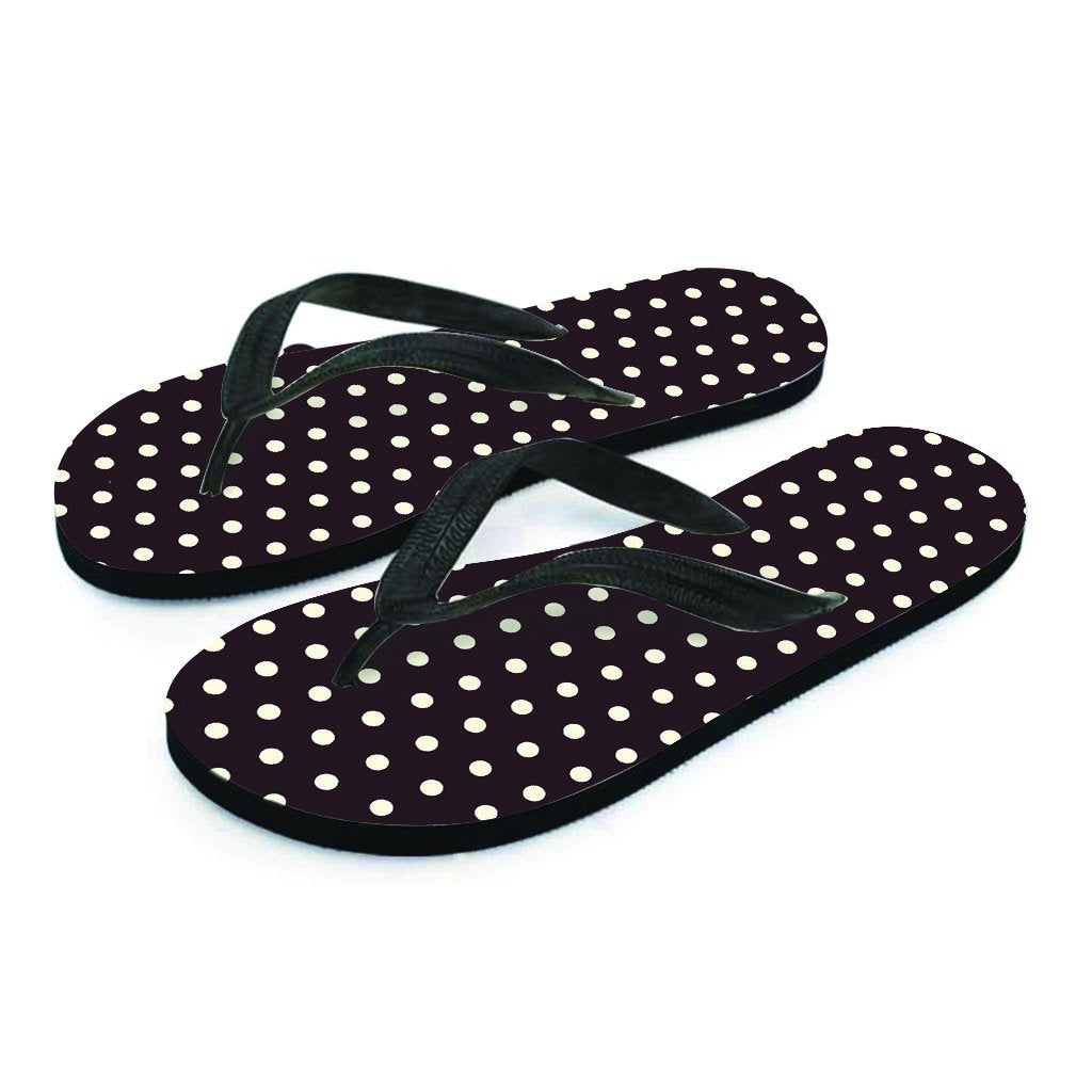 Black And White Tiniy Polka Dot Women's Flip Flops-grizzshop
