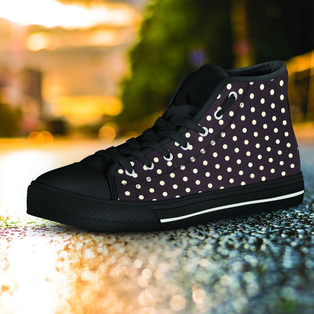 Black And White Tiniy Polka Dot Women's High Top Shoes-grizzshop