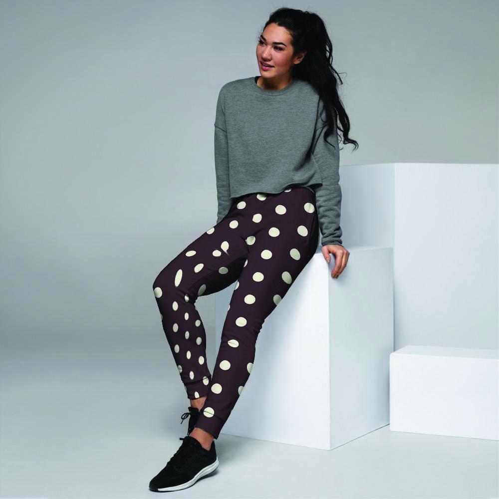 Black And White Tiniy Polka Dot Women's Joggers-grizzshop