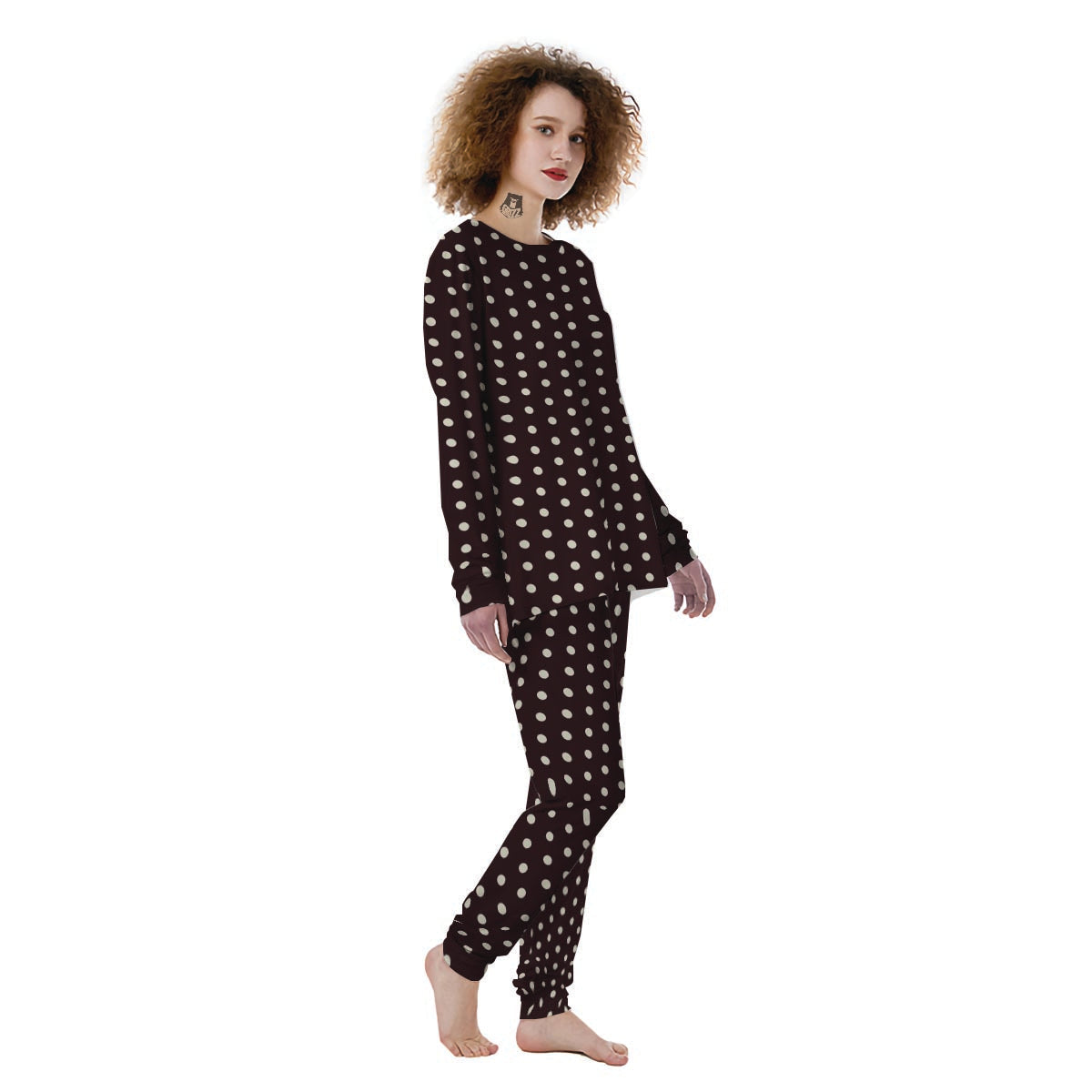 Black And White Tiniy Polka Dot Women's Pajamas-grizzshop