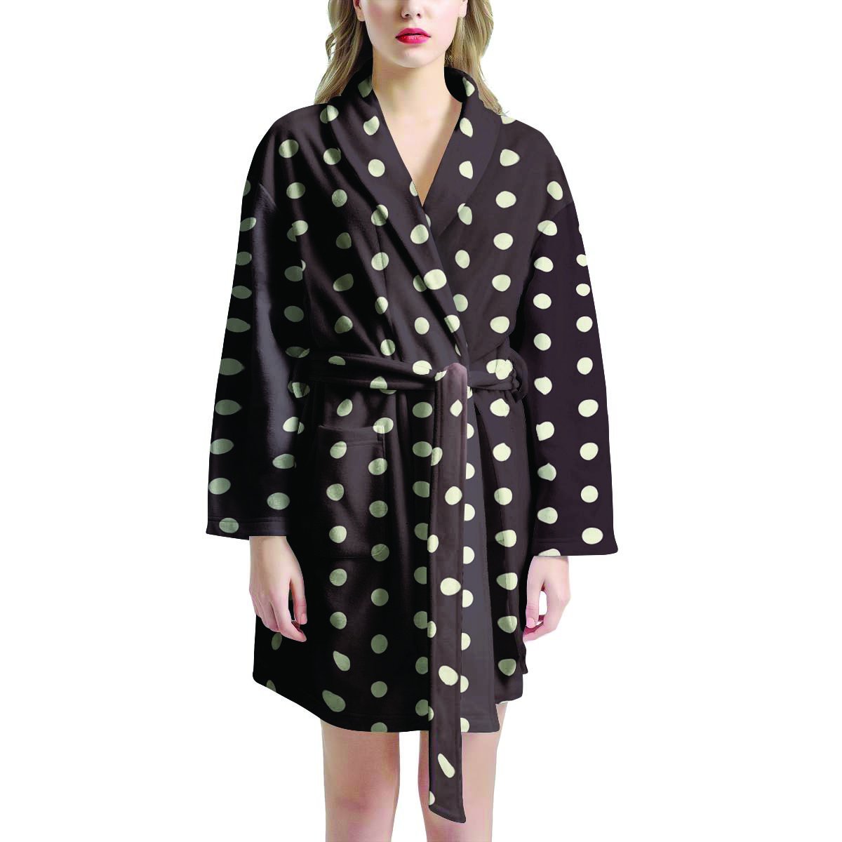 Black And White Tiniy Polka Dot Women's Robe-grizzshop