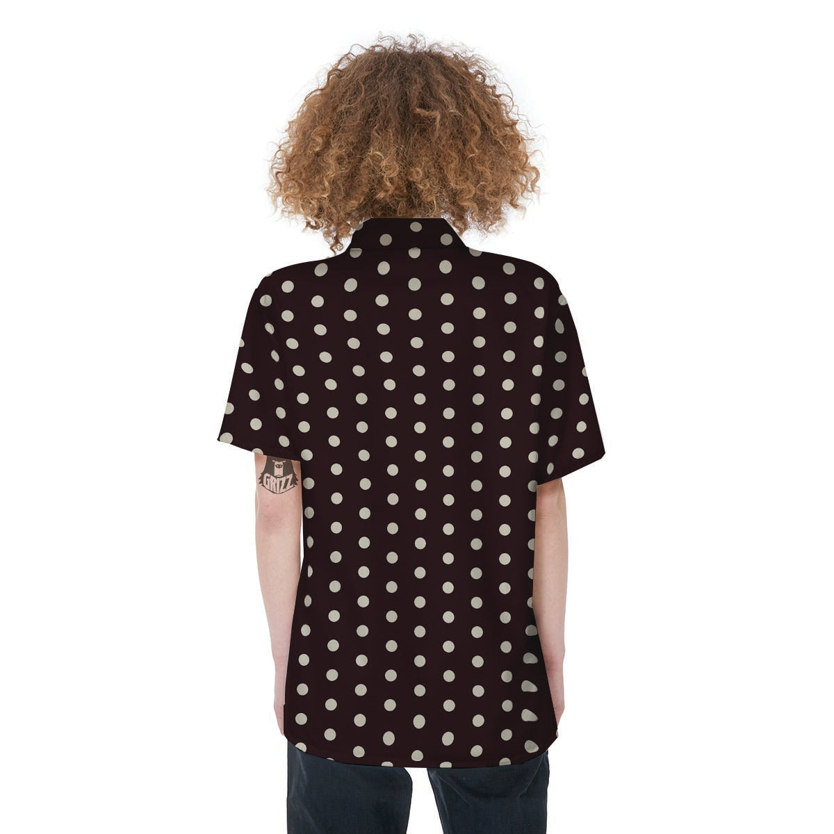 Black And White Tiniy Polka Dot Women's Short Sleeve Shirts-grizzshop